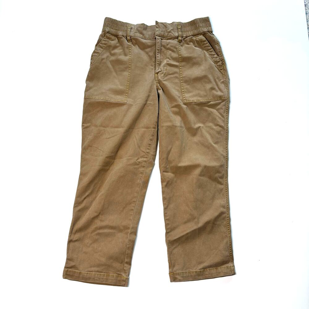 Cabi Women's Discovery Trouser Pants Size 10 Crop High Rise Khaki Paper Bag‎